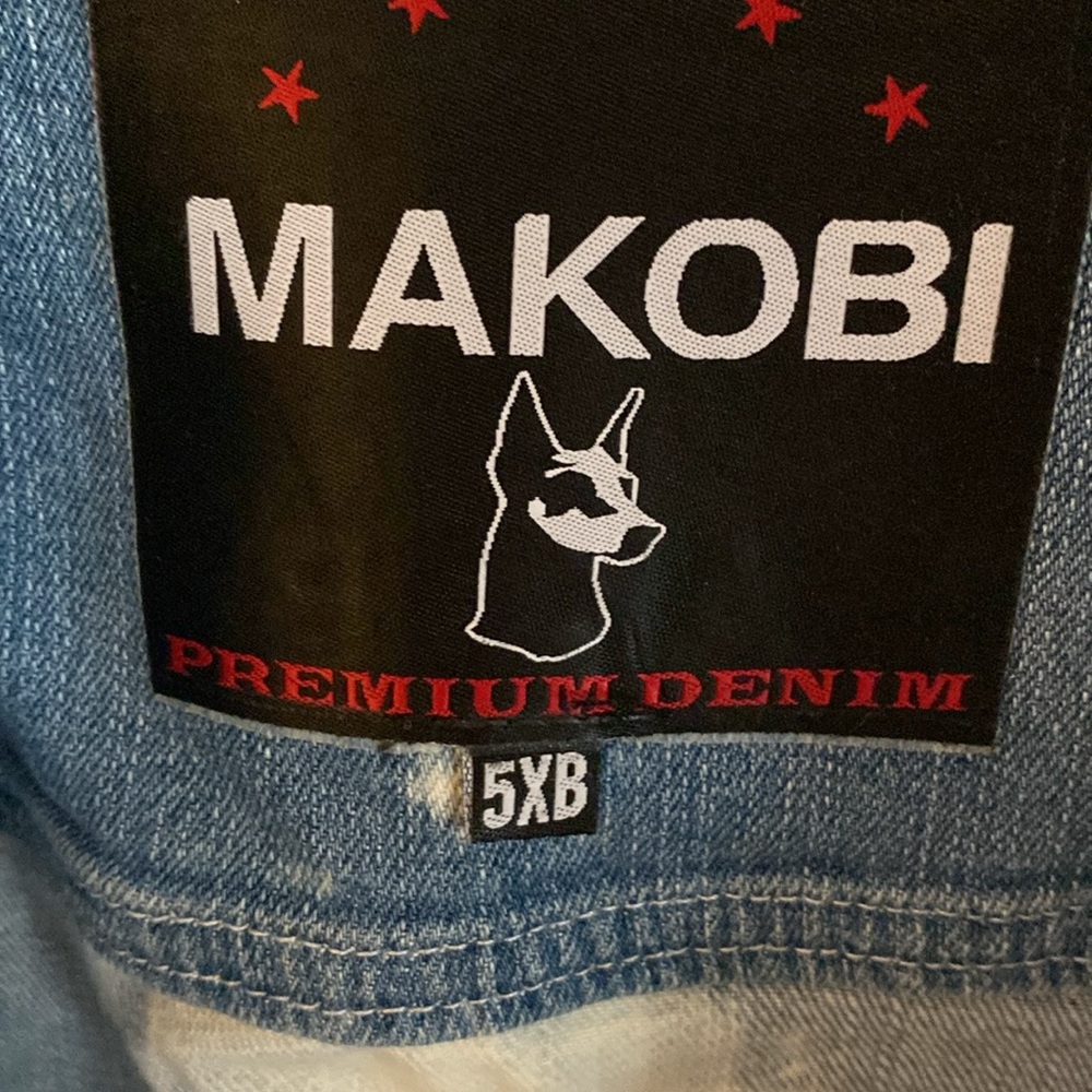 MAKOBI moto biker jeans jacket - Picture 6 of 15
